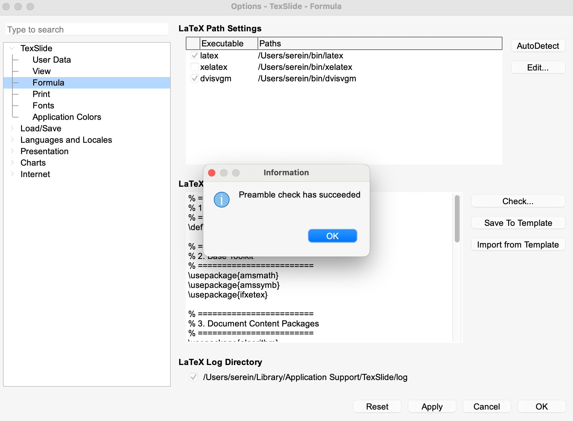LaTex Preamble Check