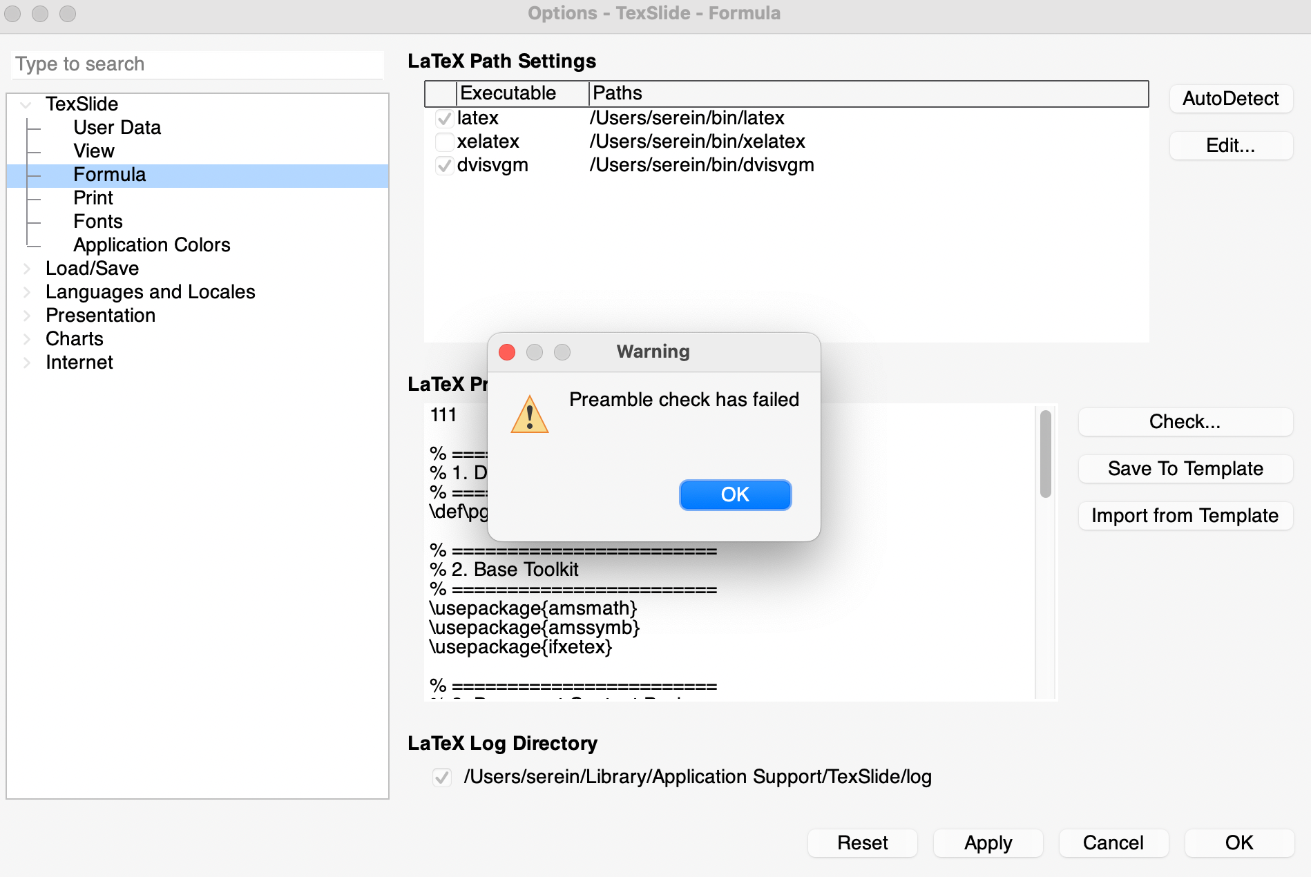 LaTex Preamble Check